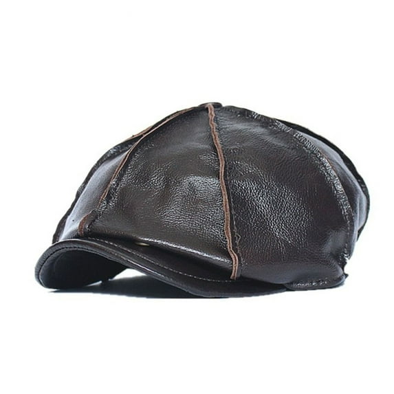 Newsboy Cap Mens Beret Genuine Leather Brown Vintage Autumn Winter Hats For Men Accessories ,Fashion