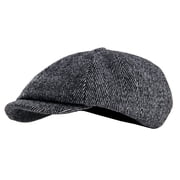 Newsboy Cap Peaky Herringbone Baker Boy Flat Caps for Men Gray