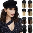 thumbnail image 1 of Newsboy Cap with Wavy Curly Hair Extensions for Women Hat Attached Synthetic Wig Short Extensions, 1 of 6