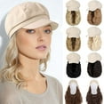thumbnail image 1 of Newsboy Cap with Wavy Curly Hair Extensions for Women Hat Attached Synthetic Wig Short Extensions, 1 of 6