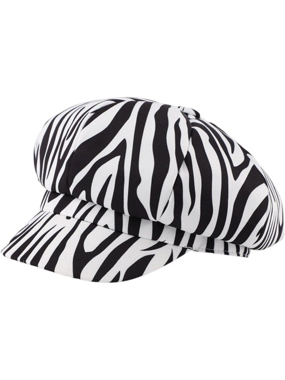 Newsboy Caps Women Leopard Zebra Print Beret Hat French Style Beanie Caps Retro Hip Hop Casual Painter Cap Warm Painter Hat for Autumn Winter Spring