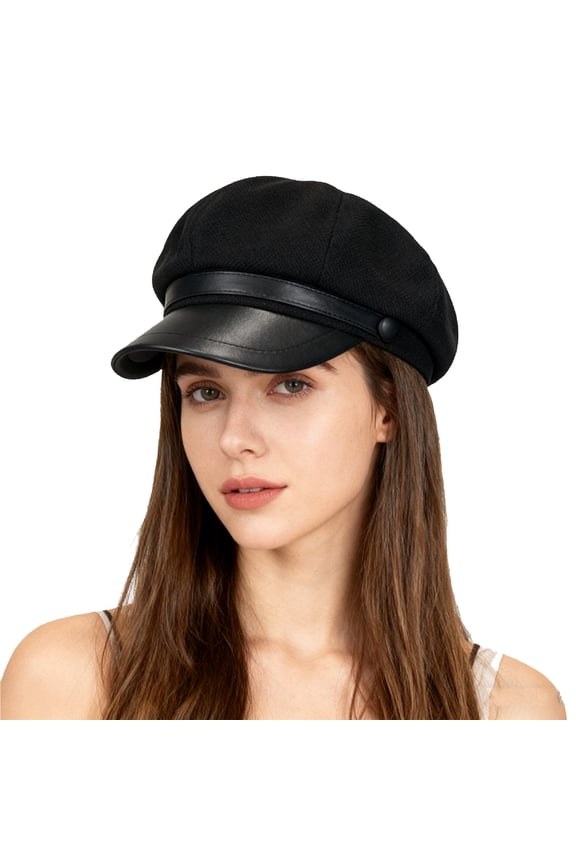 Newsboy Hat for Women Men 2026 Fall Winter Y2K Octagonal Beret Cap Womens Hats Vintage Style Warm Wool Blend Flat Cabbie Hat Casual Outdoor Fashion Trendy Caps Outfits, Black