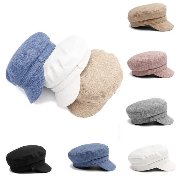 Newsboy Hats Cabbie Cap Flat Top Hat Beret Hats Pageboy Cap Casual Retro for Men Women Daily Outdoor Black One Size