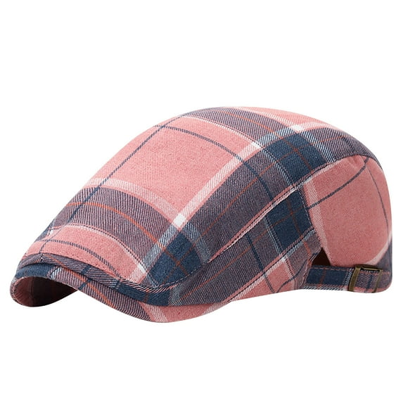 ZQUUVOU Newsboy Hats For Men Plaid Flat Irish Cabbie Ivy Gatsby Newsboy Driving Hat Hunting Cap Winter Hat A-Pink