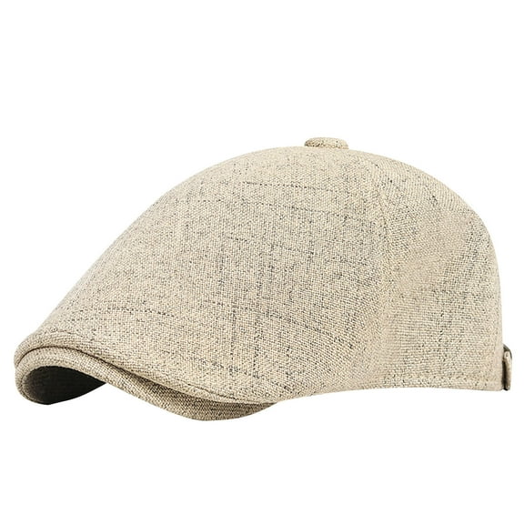 ZQUUVOU Newsboy Hats For Men Plaid Linen Flat Irish Cabbie Ivy Gatsby Newsboy Driving Hat Hunting Cap Winter Hat Khaki