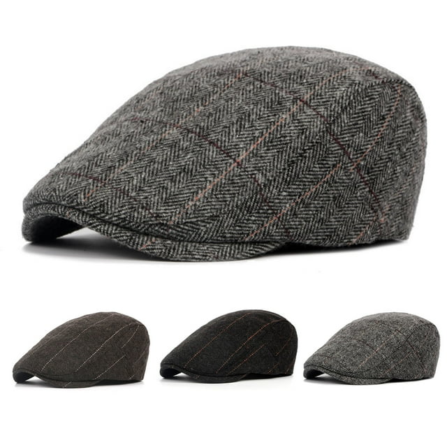 Newsboy Hats for Men Flat Cap Woolen Adjustable Breathable Irish Cabbie