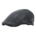 thumbnail image 1 of Newsboy Hats for Men Leather Flat Cap Gatsby Driving Cabbie Hat,Black，G131547, 1 of 5