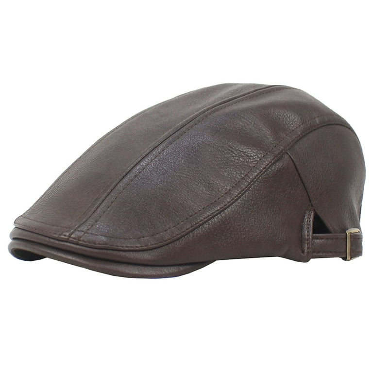 Pomoko Newsboy Hats for Men, Classic Adjustable Leather Driving