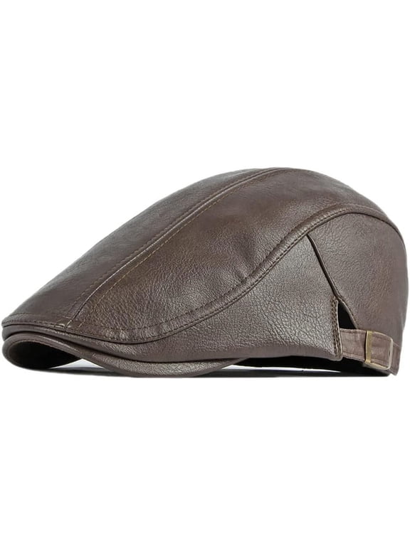 Newsboy Hats for Men Leather Ivy Flat Cap Gatsby Driving Cabbie Beret
