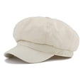 thumbnail image 1 of Ticikt Women Newsboy Cap, Linen Cotton Octagonal Beret Hat Vintage Peaked Cabbie Hat Lightweight Solid Color for Spring Summer,Color:White,Size:M, 1 of 8