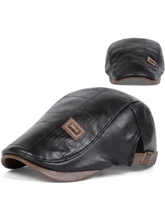 Newsboy for Men, Flat , Scally PU Leather Hat