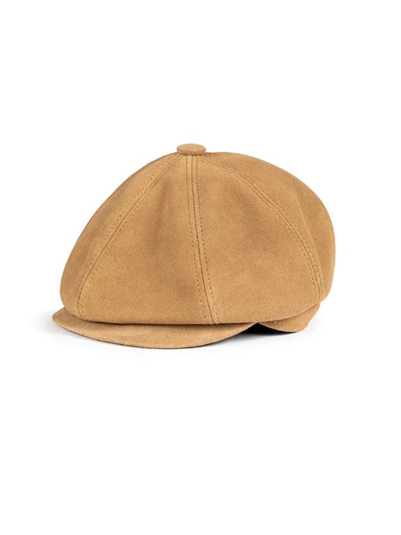 Newsboy's Cap Man Genuine Leather Duckbill Boina Thin Berets Hats For Men/Women Leisure Coffe/Brown 54-61cm Fitted Cabbie Bonnet ,Durable Quality