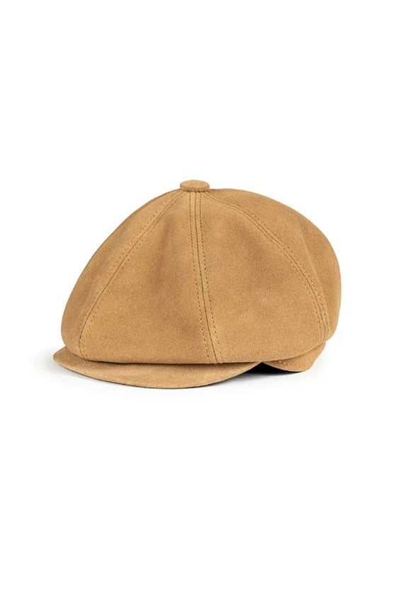 Newsboy's Cap Man Genuine Leather Duckbill Boina Thin Berets Hats For Men/Women Leisure Coffe/Brown 54-61cm Fitted Cabbie Bonnet ,Traditional Style