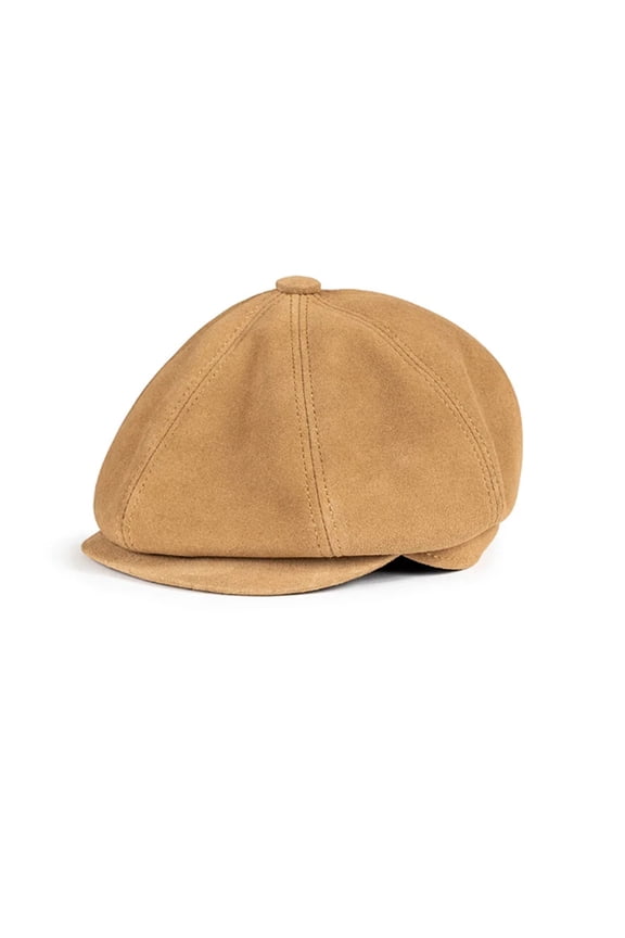 Newsboy's Cap Man Genuine Leather Duckbill Boina Thin Berets Hats For Men/Women Leisure Coffe/Brown 54-61cm Fitted Cabbie Bonnet