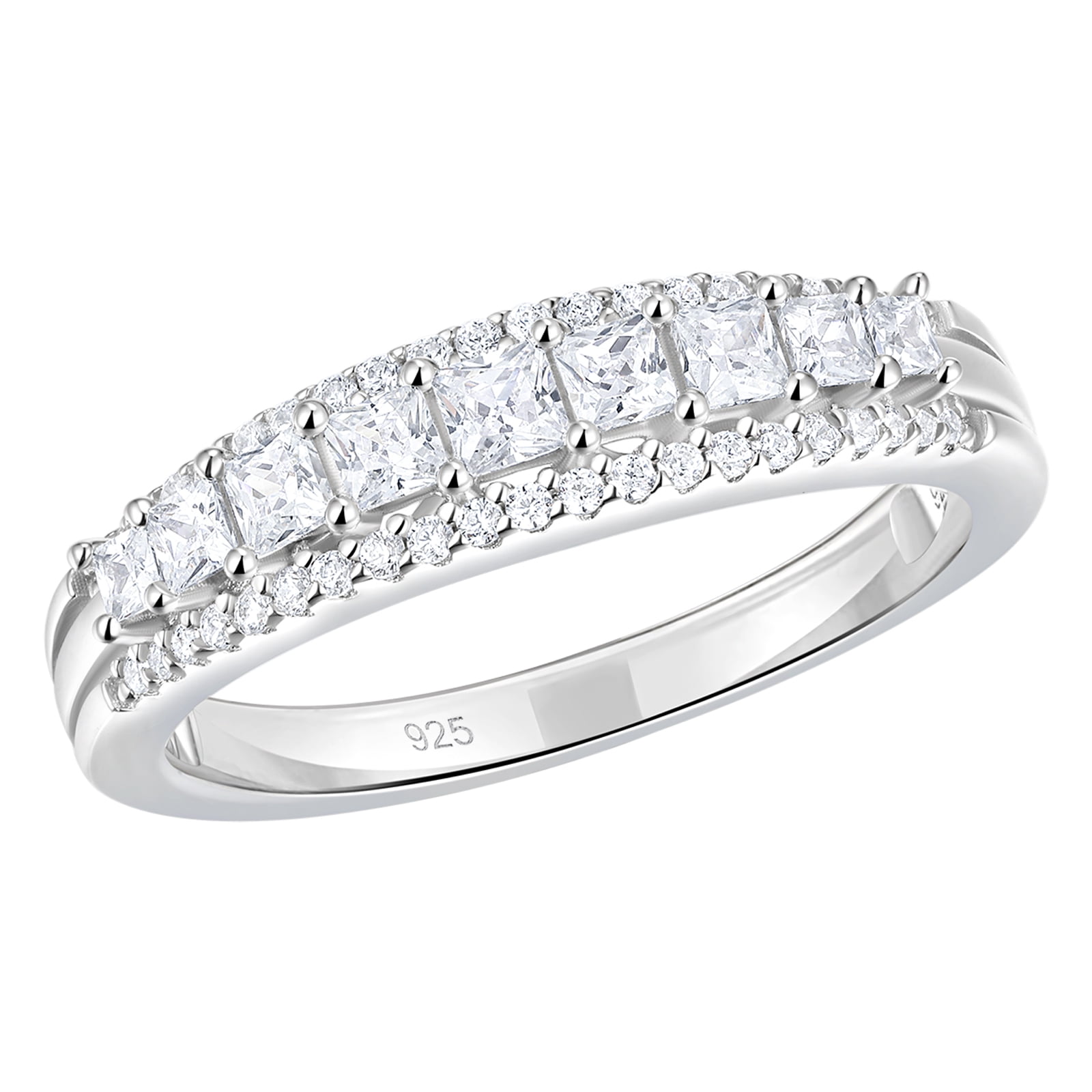Newshe 1.2 CT Eternity Ring Wedding Band for Women AAAAA Cubic Zirconia