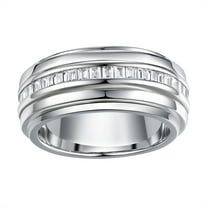 Newshe 5A Cubic Zirconia Men's Wedding Band 18K White Gold Plated Wedding Rings For Men Christmas Gifts For Men Size 9