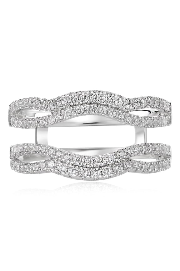 Newshe Bridal Ring Enhancer for Engagement Rings Wedding Band for Women AAAAA Cz Eternity Ring Guard Size 7