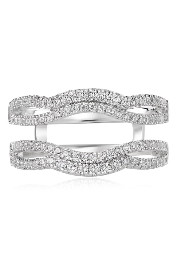 Newshe Bridal Ring Enhancer for Engagement Rings Wedding Band for Women AAAAA Cz Eternity Ring Guard Size 8