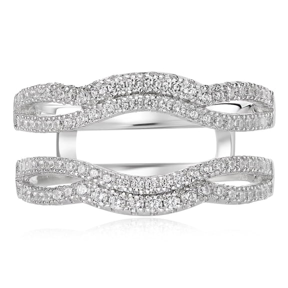 Newshe Bridal Ring Enhancer for Engagement Rings Wedding Band for Women AAAAA Cz White Gold Plated Ring Guard Size 8