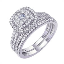 Newshe Engagement Rings for Women Wedding Ring Set 925 Sterling Silver Band Round Cz 1.6Ct Size 7