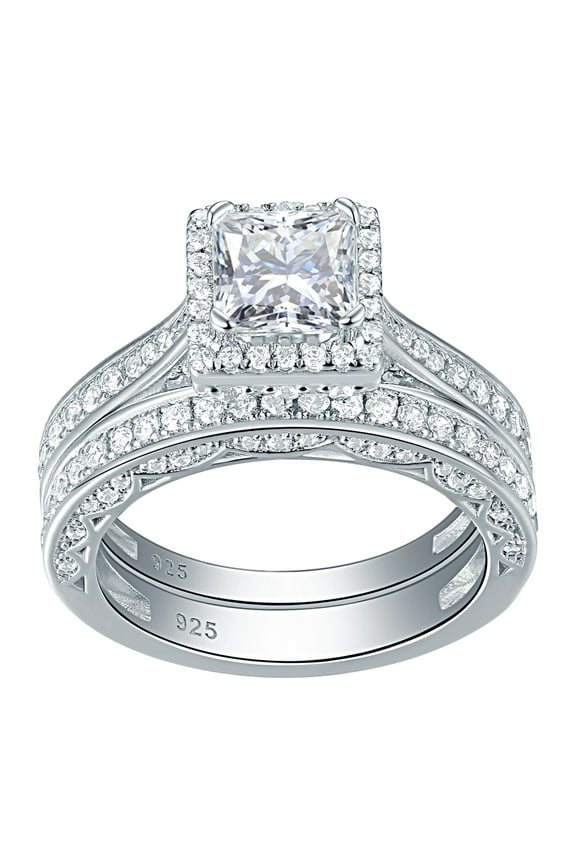 Newshe Engagement Wedding Ring Set for Women 925 Sterling Silver 1.5CT Princess White AAAAA Cz Size 7