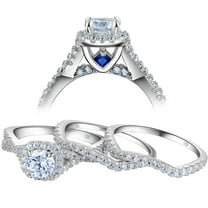 Newshe Engagement Wedding Ring Set for Women 925 Sterling Silver 3pcs Round White AAA Cz Size 7