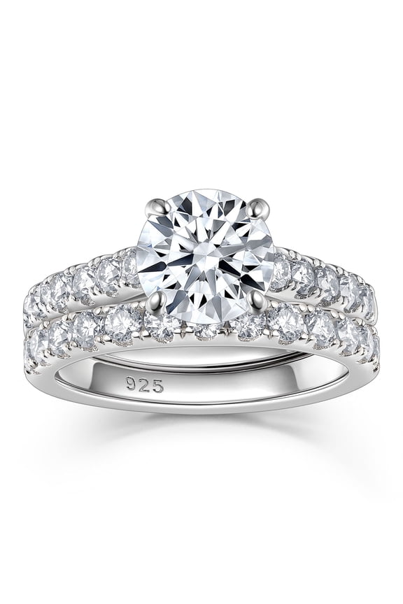 2ct Moissanite Wedding Ring Set Engagement Rings for Women 925 Sterling Sliver Round Cut Size 9