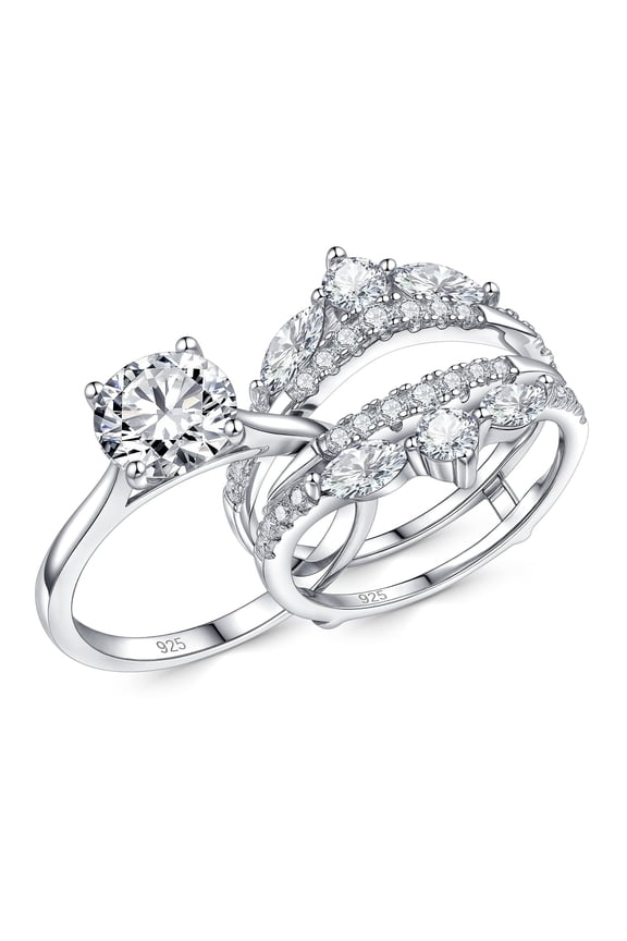 3 Ct Moissanite Wedding Rings Set VVS1 D Color Engagement Rings Enhancer Band 925 Sterling Silver Size 9