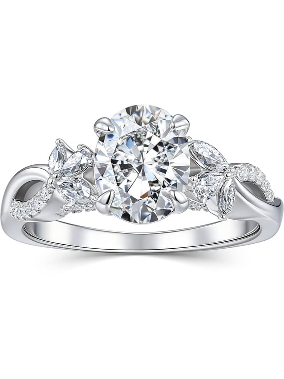 3Ct Oval D Color VVS1 Moissanite Engagement Rings for Women Twisted Anniversary Band Size 5