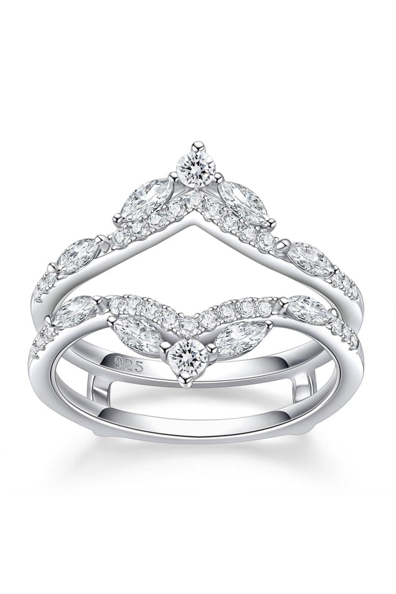 5A Cz Wedding Ring Enhancer for Engagement Rings 925 Sterling Silver Marquise Promise Eternity Band Sz 5