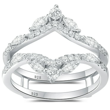Newshe Jewellery 5A Cz Wedding Ring Enhancer for Engagement Rings 925 Sterling Silver Marquise Promise Eternity Band Sz 7
