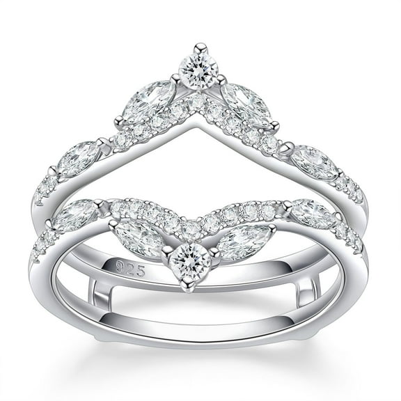 Newshe Jewellery 5A Cz Wedding Ring Enhancer for Engagement Rings 925 Sterling Silver Marquise Promise Eternity Band Sz 8