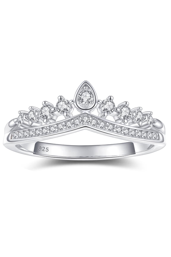 Crown Moissanite Wedding Bands for Woman 925 Sterling Silver Eternity Rings Size 7