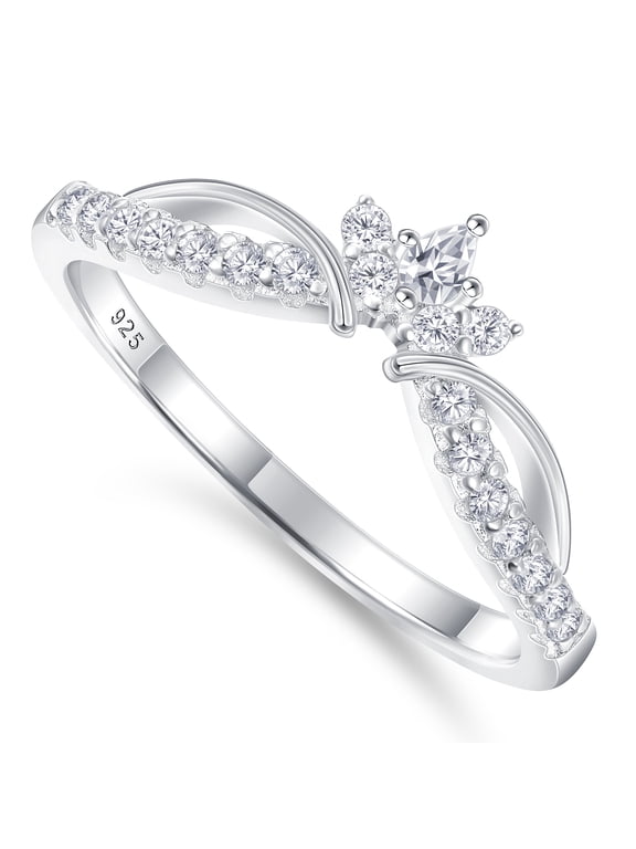 D Color VVS1 Moissanite Curved Wedding Bands for Women Stacking Eternity Rings Crown Pear Round Anniversary Size 9
