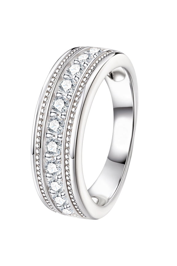 Mens Wedding Band Moissanite Men Rings 1.25cttw D Color VVS1 Round Cut Engagement Size 13