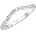 thumbnail image 1 of Newshe Jewellery Moissanite Curved Wedding Bands for Her Stacking Eternity Rings 925 Sterling Silver Wishbone Size 6, 1 of 7