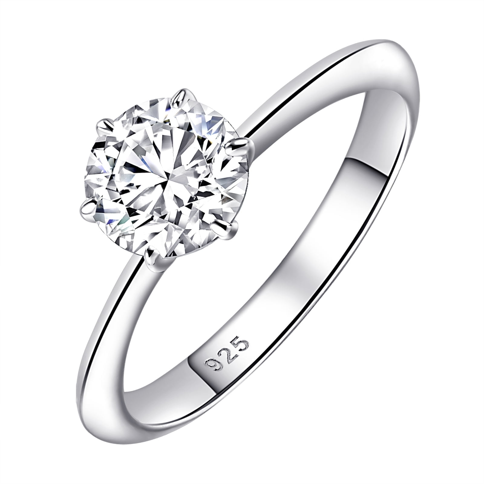 Newshe Jewellery Moissanite Rings For Women 1 Ct Engagement Wedding band 925 Sterling Silver Round Solitaire Size 8