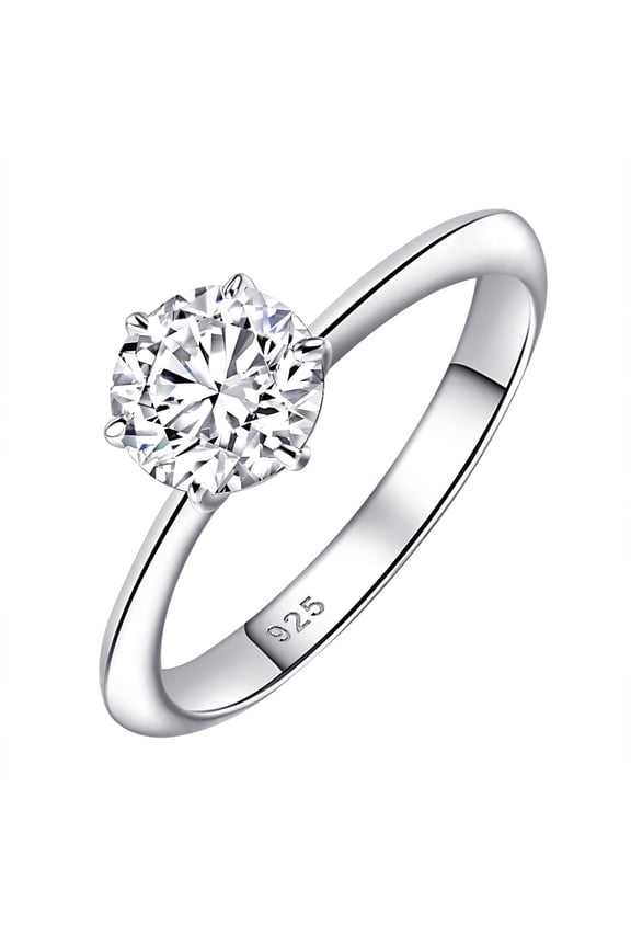 Moissanite Rings For Women 1 Ct Engagement Wedding band 925 Sterling Silver Round Solitaire Size 8