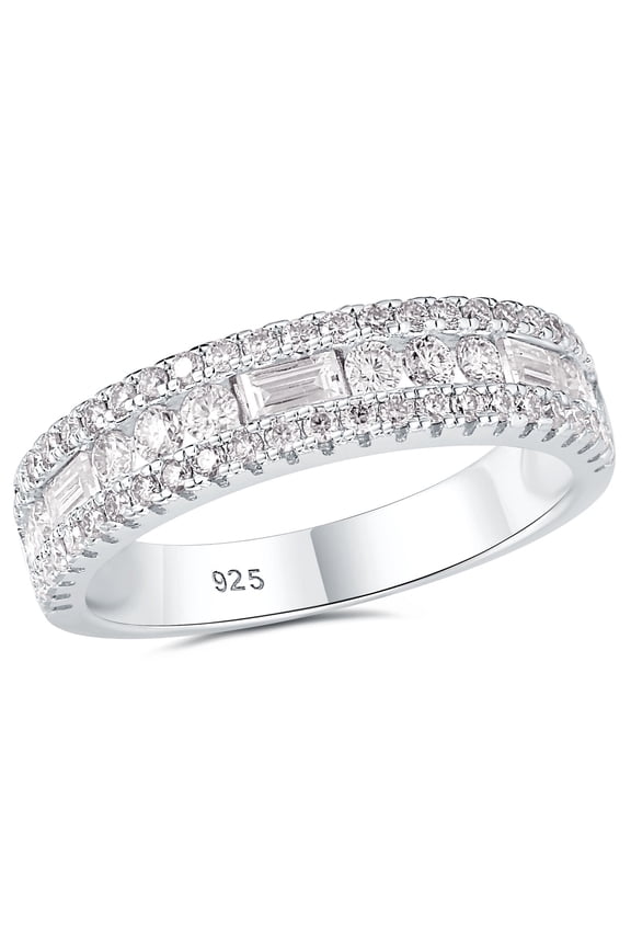 Moissanite Rings for Women 925 Sterling Silver Wedding Bands Pave Emerald Eternity Band Ring Size 5