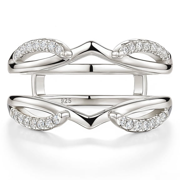 Newshe Jewellery Moissanite Wedding Rings Enhancer Infinity Curved Bands for Women 925 Sterling Silver Size 5