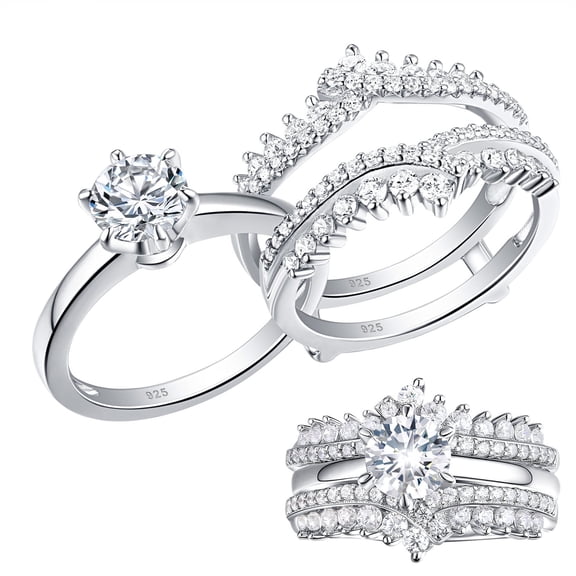 Newshe Jewellery Moissanite Wedding Rings for Women VVS1 D Color Engagement Rings Enhancer Band Sterling Silver Size 7