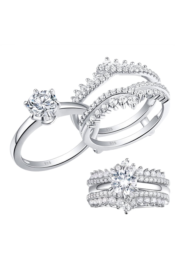 Moissanite Wedding Rings for Women VVS1 D Color Engagement Rings Enhancer Band Sterling Silver Size 8