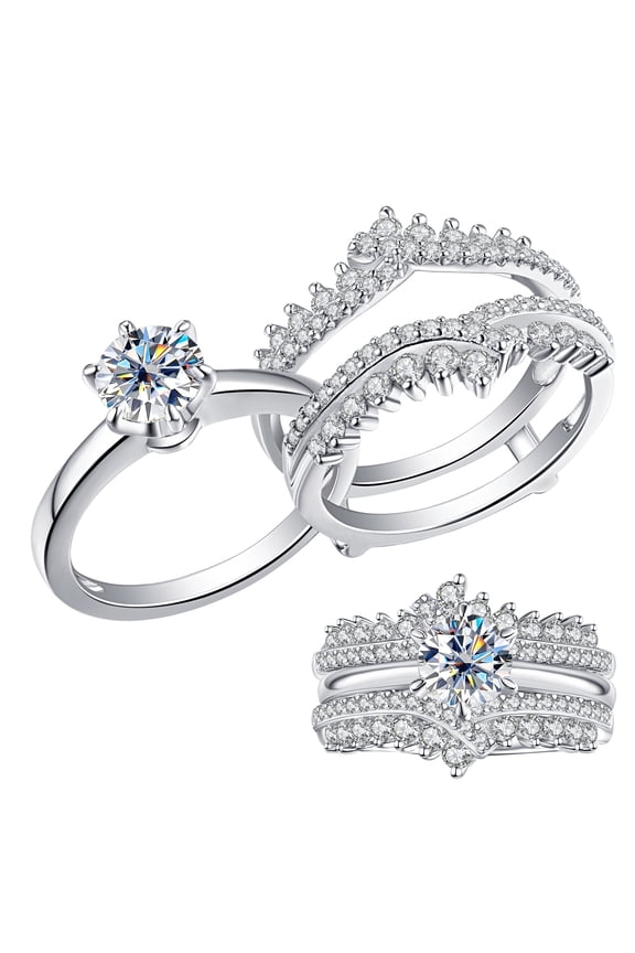 Moissanite Wedding Rings for Women VVS1 D Color Engagement Rings Enhancer Band Sterling Silver Size 8
