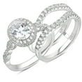 thumbnail image 1 of Newshe Jewellery Oval Wedding Set Engagement Rings for Women AAAAA Cubic Zirconia 925 Sterling Silver Ring Enhancer Bridal Set Size 7, 1 of 8