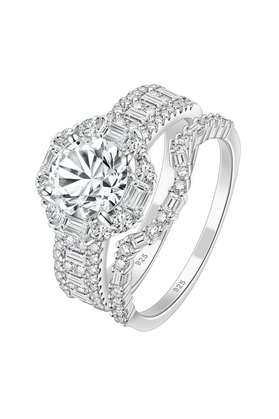 Rings For Women Wedding Ring Sets 925 Sterling Silver AAAAA Cz Round Emerald Size 9