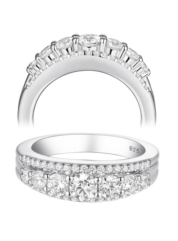Wedding Band for Women 925 Sterling Silver Eternity Ring Round White 1.13ct AAAAA Cz Size 7