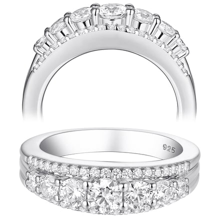 Newshe Jewellery Wedding Band for Women 925 Sterling Silver Eternity Ring Round White 1.13ct AAAAA Cz Size 7