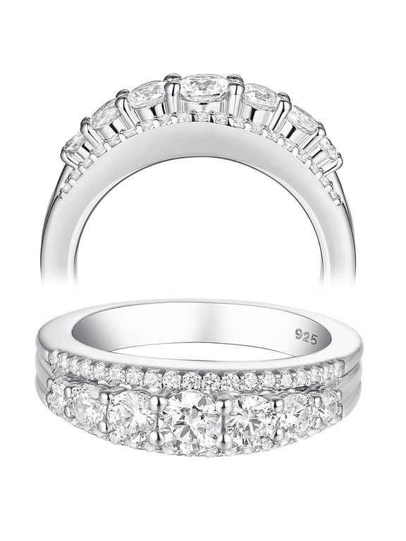 Wedding Band for Women 925 Sterling Silver Eternity Ring Round White 1.13ct AAAAA Cz Size 7