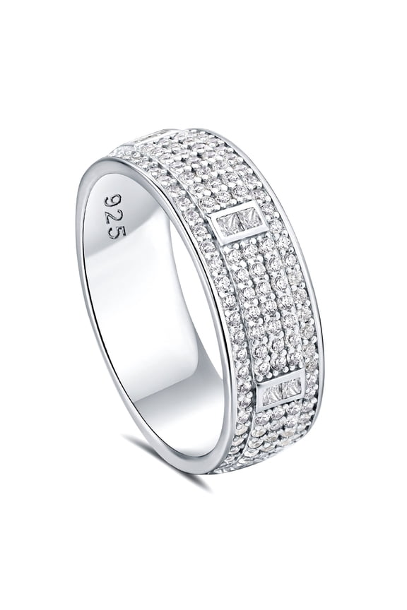 Wedding Rings For Men 3ct 925 Sterling Silver Wedding Band For Men 5A Cz Men Rings Round Princess Size 9