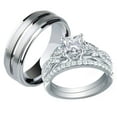 thumbnail image 1 of Newshe Jewellery Wedding Rings Set for Him and Her AAAAA Cz Women Mens Tungsten Bands 925 Sterling Silver Couples Size 11&10, 1 of 7